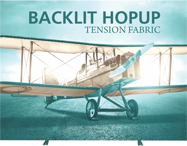 10ft backlit hop up display with LED lights and tension fabric graphics