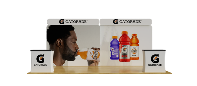Finished 20ft tube frame display with full-color Gatorade graphics