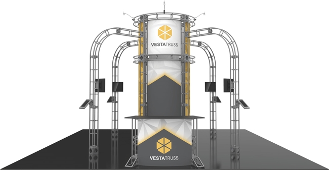Vesta 20x20 orbital truss exhibit with custom printed graphics