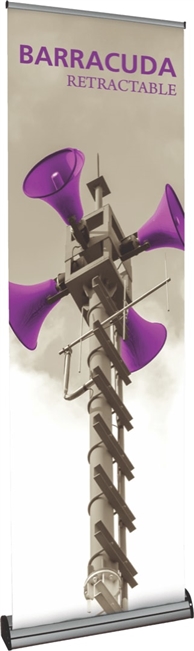 Vinyl graphic material on a retractable banner stand