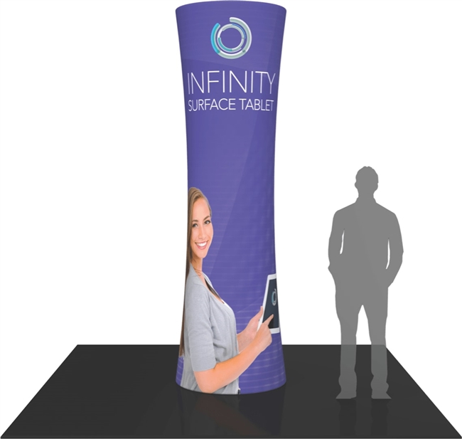 Technology industry trade show display with a digital tablet graphic