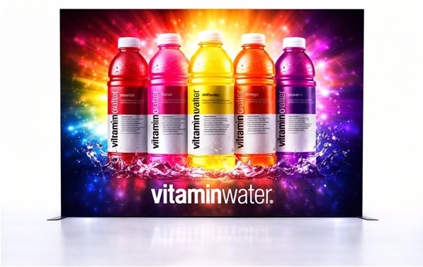 Backlit trade show display lightbox with a full-color graphic