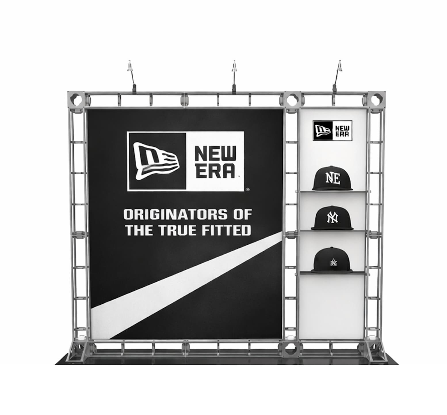 Aluminum truss trade show display with a triangulated truss structure